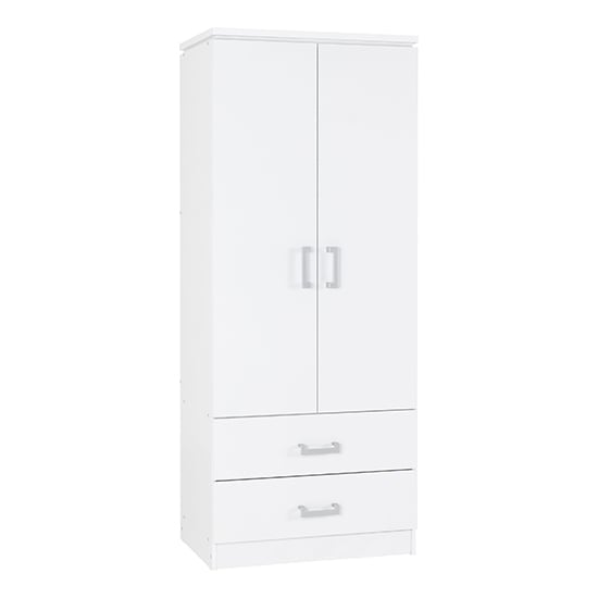 Crieff Wooden Wardrobe With 2 Doors And 2 Drawers In White