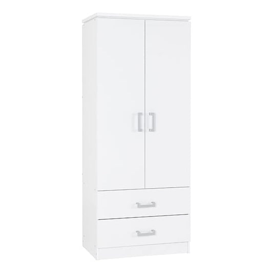 Crieff Wooden Wardrobe With 2 Doors And 2 Drawers In White