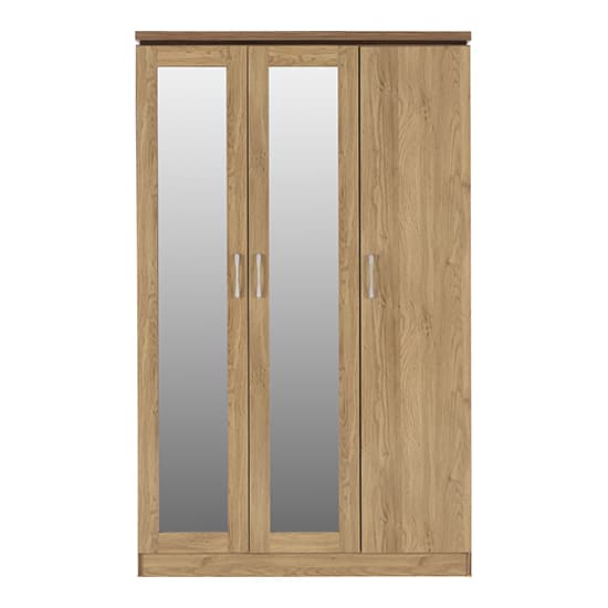 Crieff Mirrored Wardrobe With 3 Doors In Oak Effect