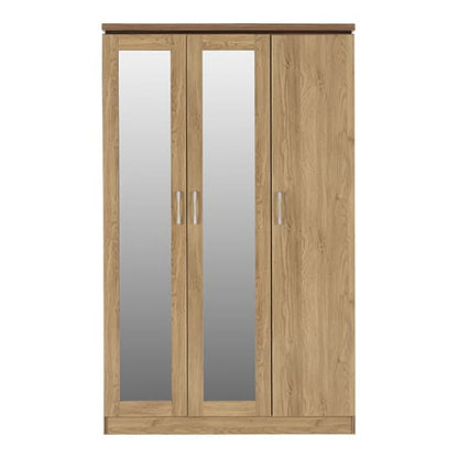 Crieff Mirrored Wardrobe With 3 Doors In Oak Effect