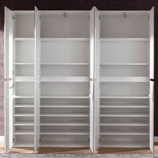 Cubix Mirrored Hallway Wardrobe Large In White With 10 Doors