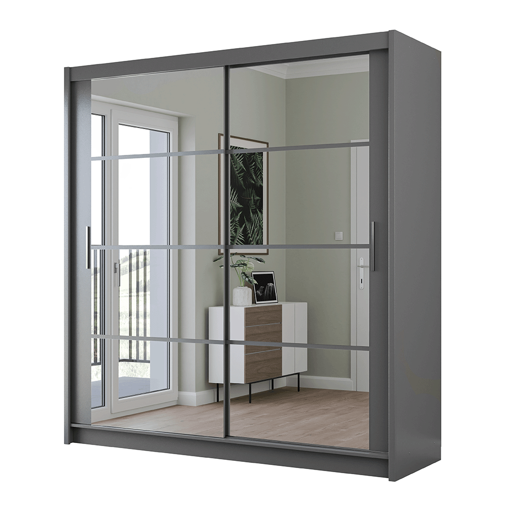 Dexter Sliding 2 Door 203cm Wardrobe - Grey