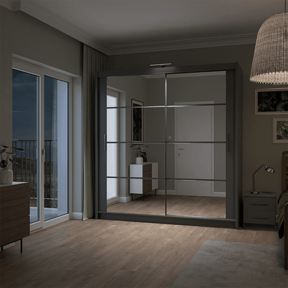 Dexter Sliding 2 Door 203cm Wardrobe - Grey