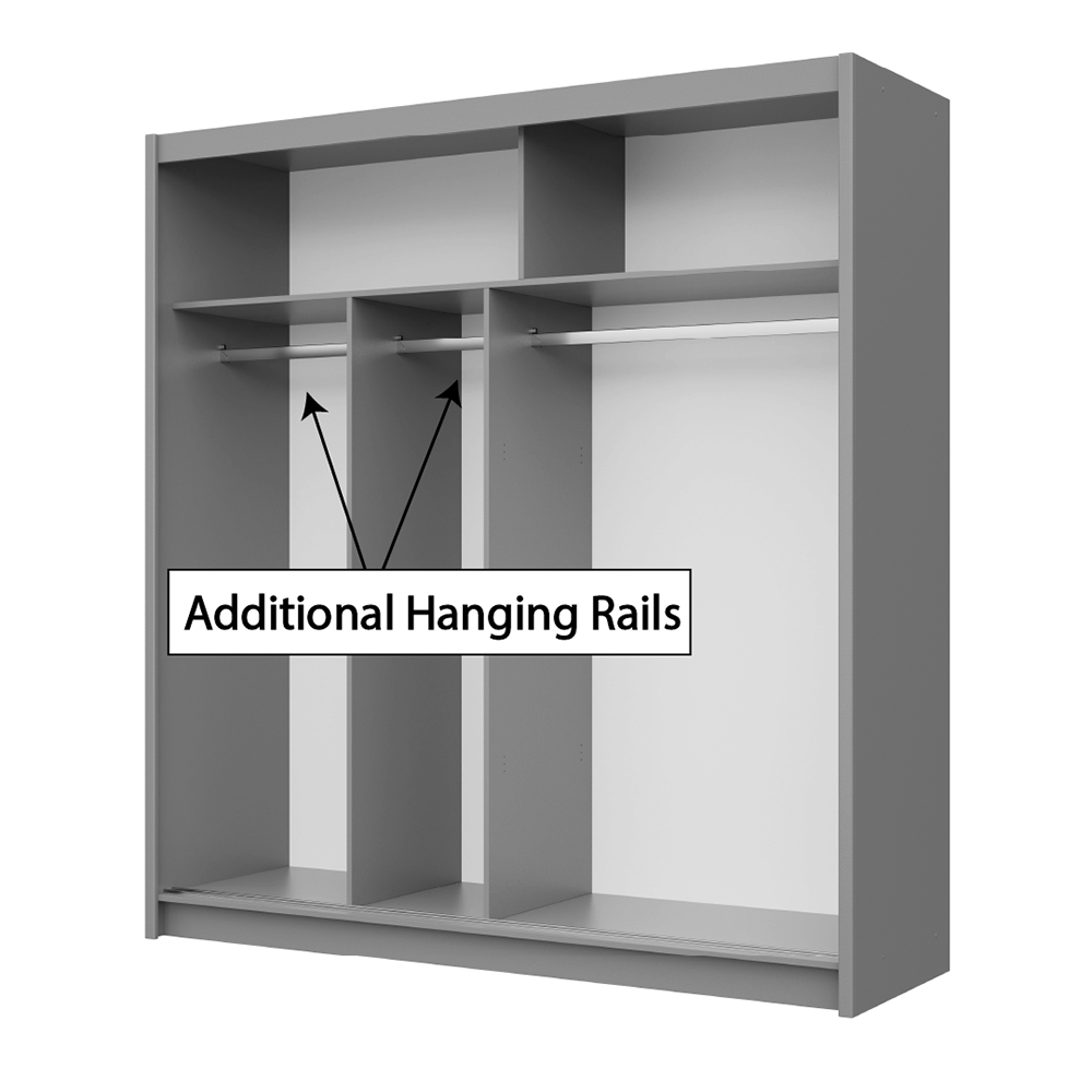 Dexter Sliding 2 Door 203cm Wardrobe - Grey