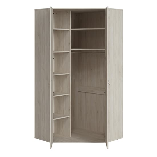 Danville Corner Wooden Wardrobe With 2 Door In Light Walnut