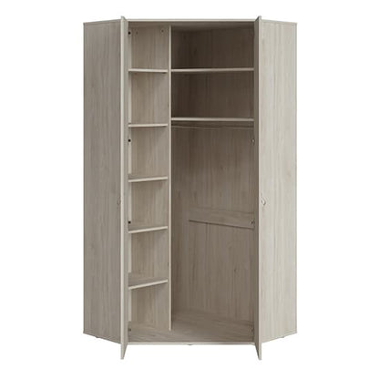 Danville Corner Wooden Wardrobe With 2 Door In Light Walnut