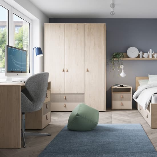 Danville Corner Wooden Wardrobe With 2 Door In Light Walnut