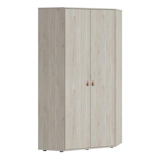 Danville Corner Wooden Wardrobe With 2 Door In Light Walnut