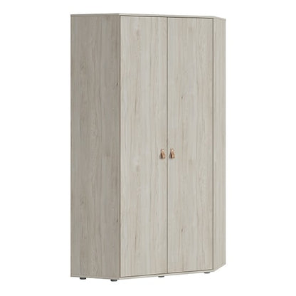 Danville Corner Wooden Wardrobe With 2 Door In Light Walnut