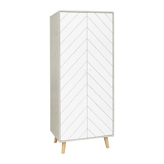 Davis Wooden Bedroom Set With Wardrobe In Dusty Grey And White