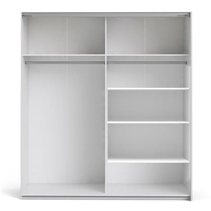 Dcap Wooden Sliding 2 Doors Wardrobe In White With 5 Shelves