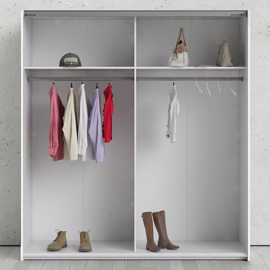 Dcap Wooden Sliding 2 Doors Wardrobe In White Oak With 2 Shelves