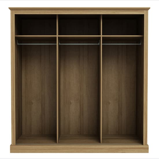 Devan Wooden Sliding Wardrobe With 3 Doors In Oak