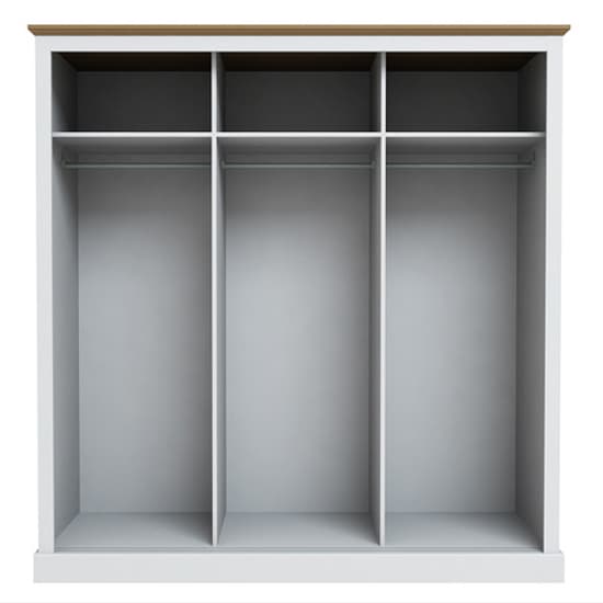 Devan Wooden Sliding Wardrobe With 3 Doors In White