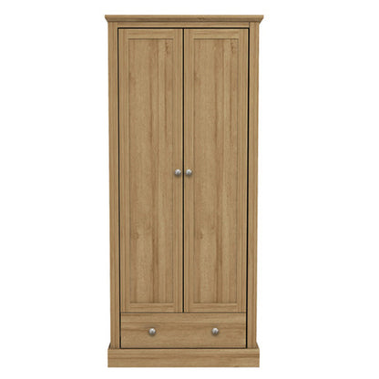 Devan Wooden Wardrobe With 2 Doors And 1 Drawer In Oak