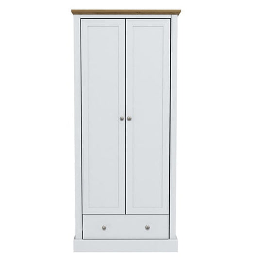Devan Wooden Wardrobe With 2 Doors And 1 Drawer In White