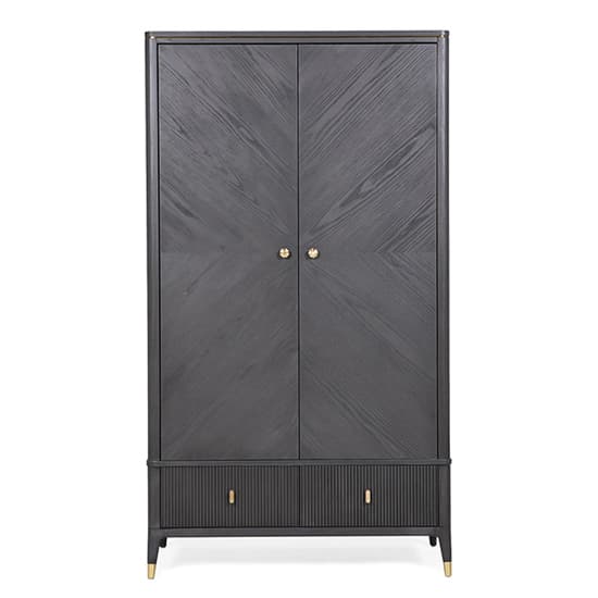 Dileta Wooden Wardrobe With 2 Doors And 2 Drawers In Ebony