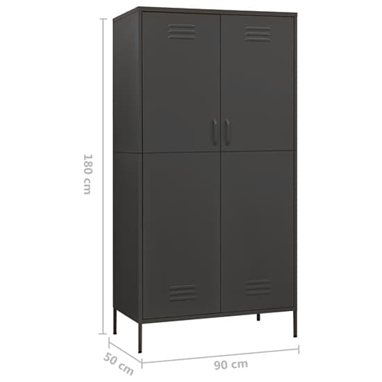 Emrik Steel Wardrobe With 2 Doors In Anthracite
