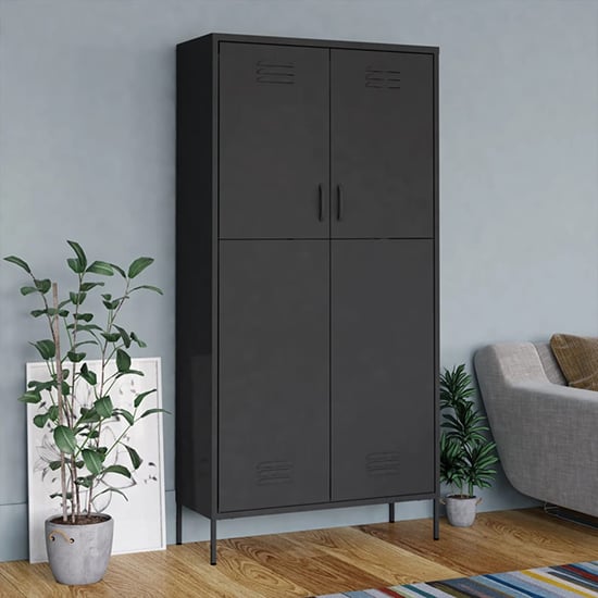 Emrik Steel Wardrobe With 2 Doors In Anthracite