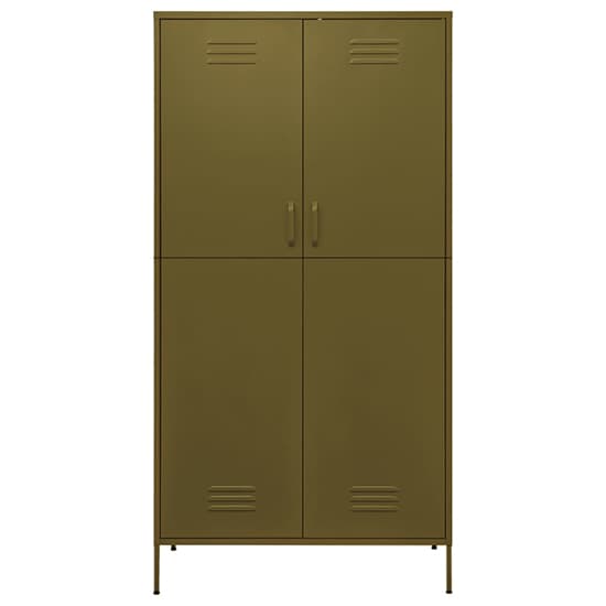 Emrik Steel Wardrobe With 2 Doors In Olive Green