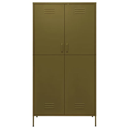 Emrik Steel Wardrobe With 2 Doors In Olive Green