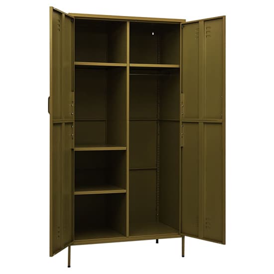 Emrik Steel Wardrobe With 2 Doors In Olive Green