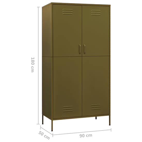 Emrik Steel Wardrobe With 2 Doors In Olive Green