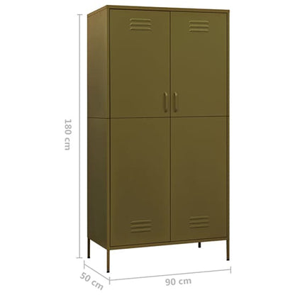 Emrik Steel Wardrobe With 2 Doors In Olive Green