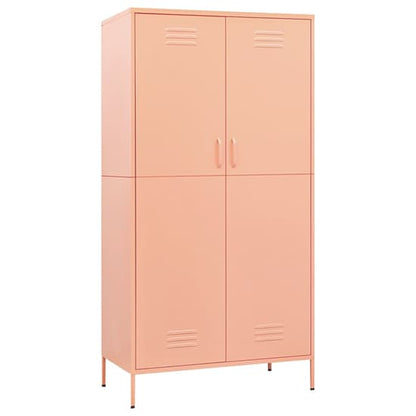 Emrik Steel Wardrobe With 2 Doors In Pink