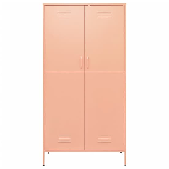 Emrik Steel Wardrobe With 2 Doors In Pink