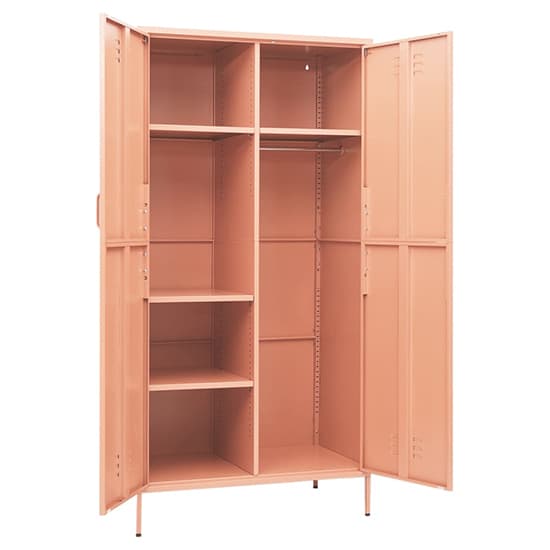 Emrik Steel Wardrobe With 2 Doors In Pink
