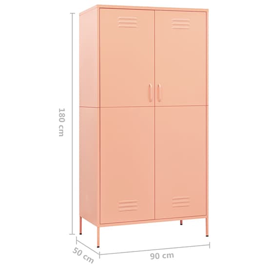 Emrik Steel Wardrobe With 2 Doors In Pink