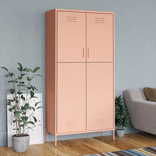 Emrik Steel Wardrobe With 2 Doors In Pink