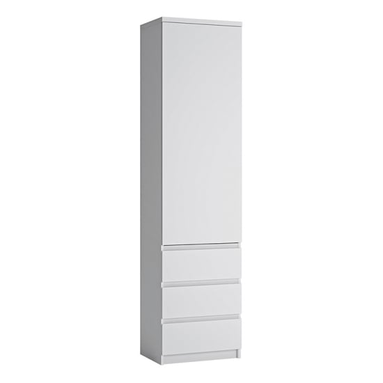 Fank Wardrobe Tall Narrow With 1 Door 3 Drawer In White