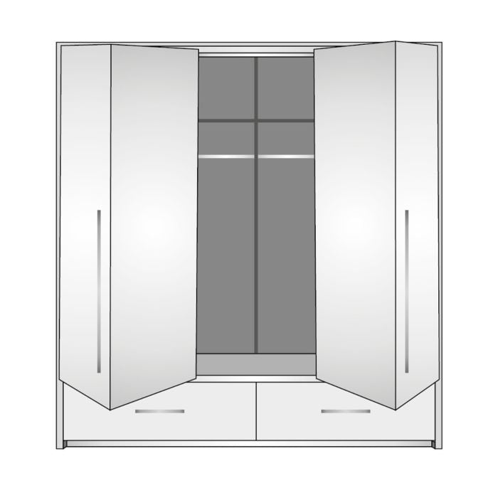 Lindsey 210cm Swing Door Wardrobe with Mirror and 2 Drawers - Graphite and White