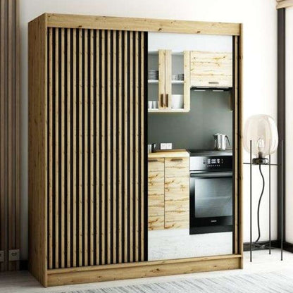 Gloucester II 180cm Sliding Door Wardrobe with Mirror - Artisan Oak