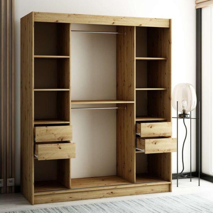 Gloucester II 180cm Sliding 2 Door Wardrobe with Mirror - Black