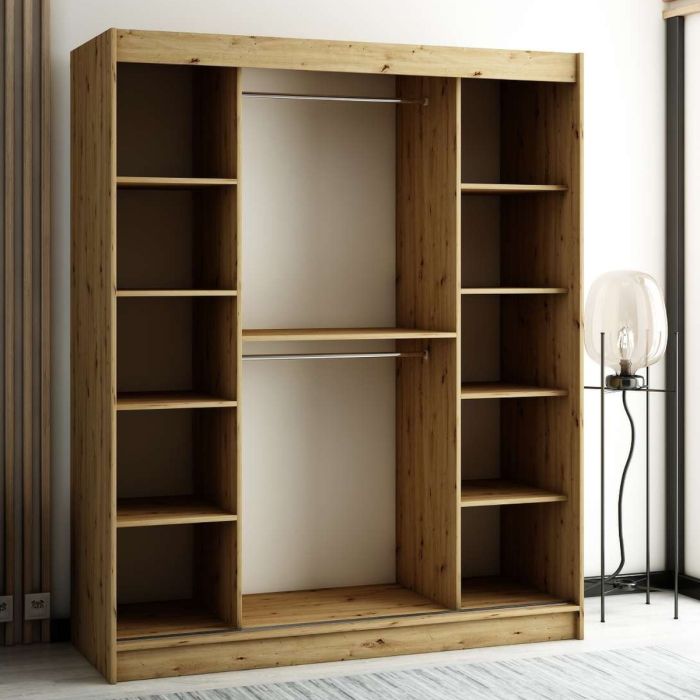 Gloucester II 180cm Sliding 2 Door Wardrobe with Mirror - Black