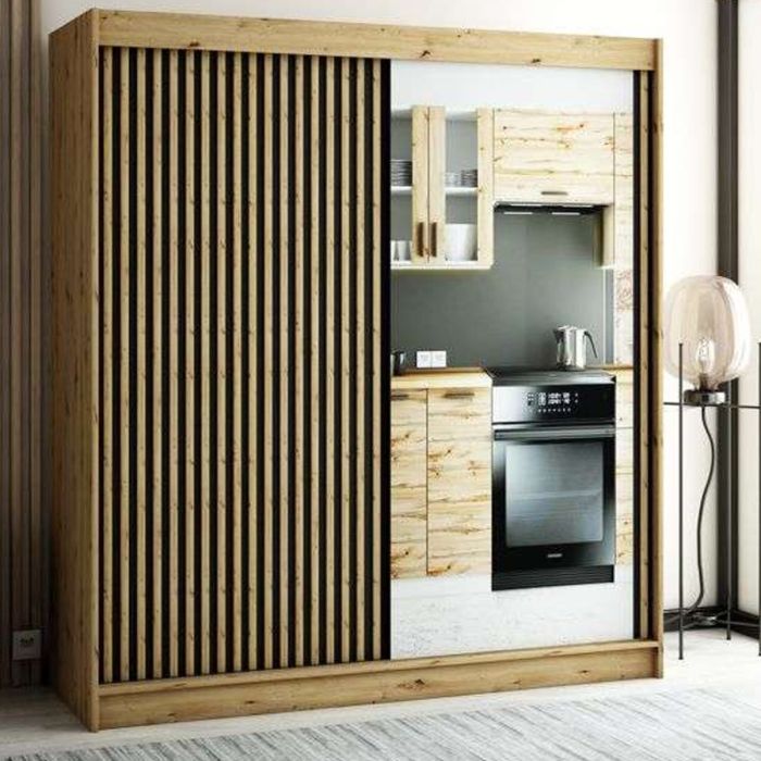 Gloucester II 200cm Sliding 2 Door Wardrobe with Mirror - Artisan Oak