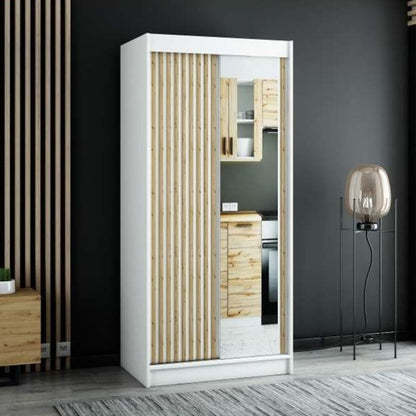 Gloucester II 100cm Sliding 2 Door Wardrobe with Mirror - White