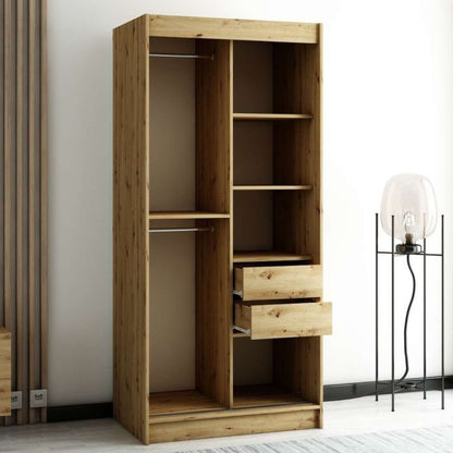 Gloucester II 100cm Sliding 2 Door Wardrobe with Mirror - Artisan Oak