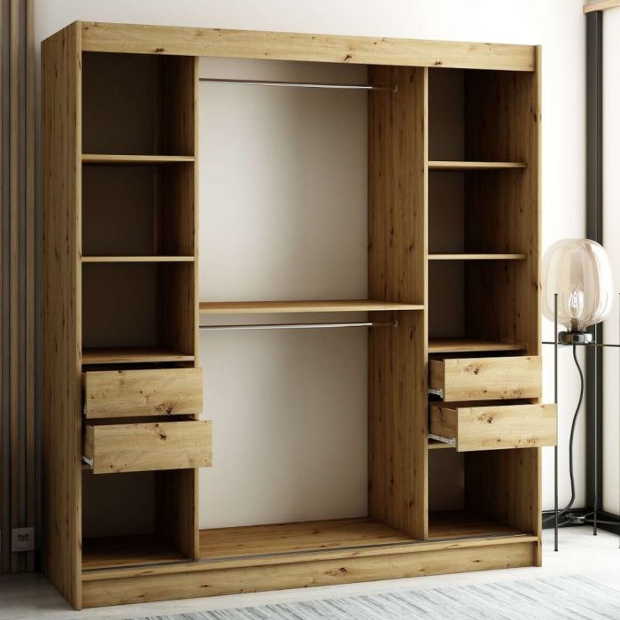 Gloucester II 250cm Sliding 3 Door Wardrobe with Mirror - Black