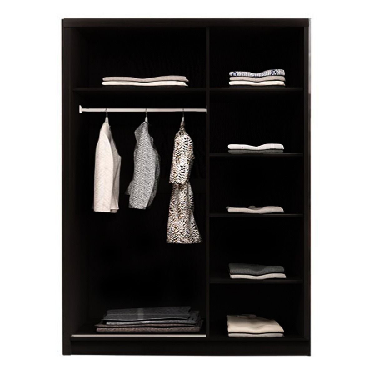 FURCO | Fizzier Black | 3 Door Mirror Hinged Wardrobe | 120 cm | Sophisticated & Contemporary
