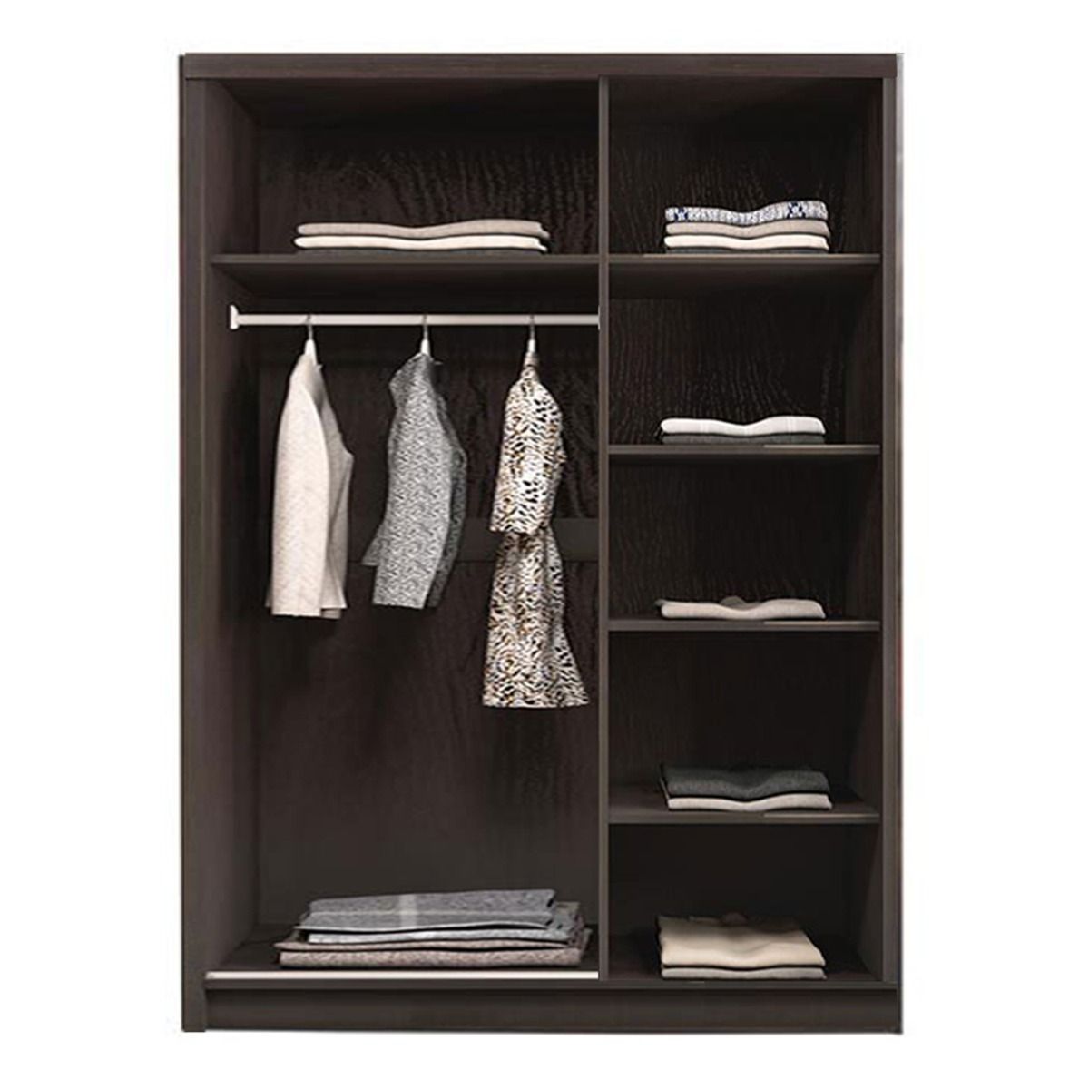 FURCO | Fizzier Black | 3 Door Mirror Hinged Wardrobe | 120 cm | Sophisticated & Contemporary