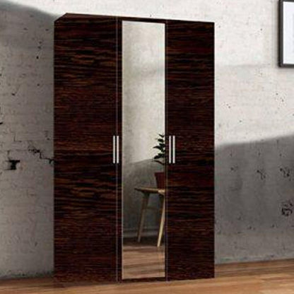 FURCO | Fizzier Wenge | 3 Door Mirror Hinged Wardrobe | 120 cm | Stylish & Space-Efficient