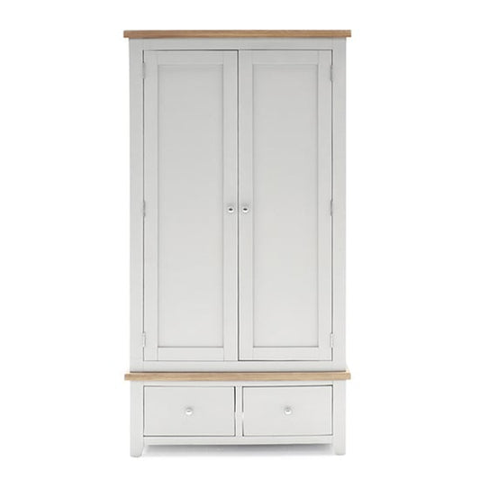 Freda Wooden Wardrobe With 2 Doors 2 Drawers In Grey And Oak