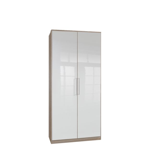 Gema 2 Door Wardrobe in Oak & White Gloss | Contemporary Contrast | Furco