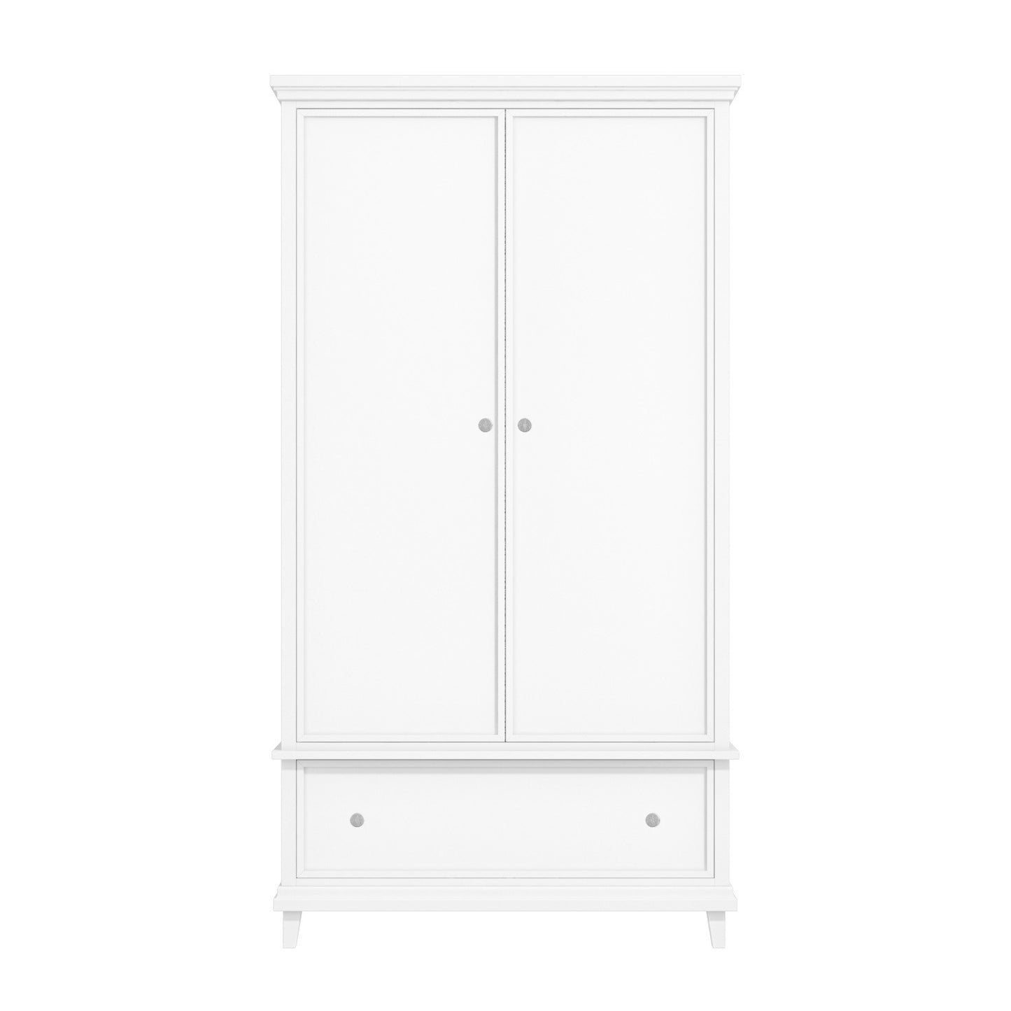 White Double Wardrobe with Drawer - Georgia