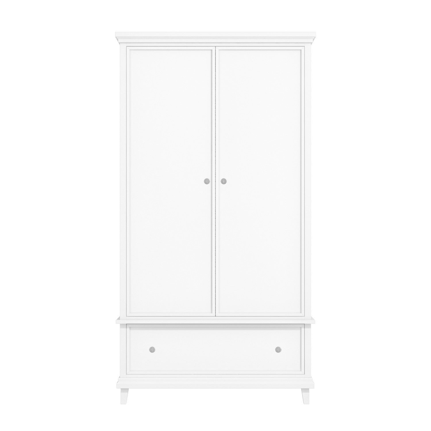 White Double Wardrobe with Drawer - Georgia