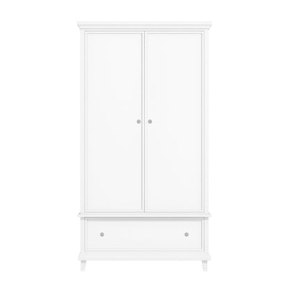 White Double Wardrobe with Drawer - Georgia